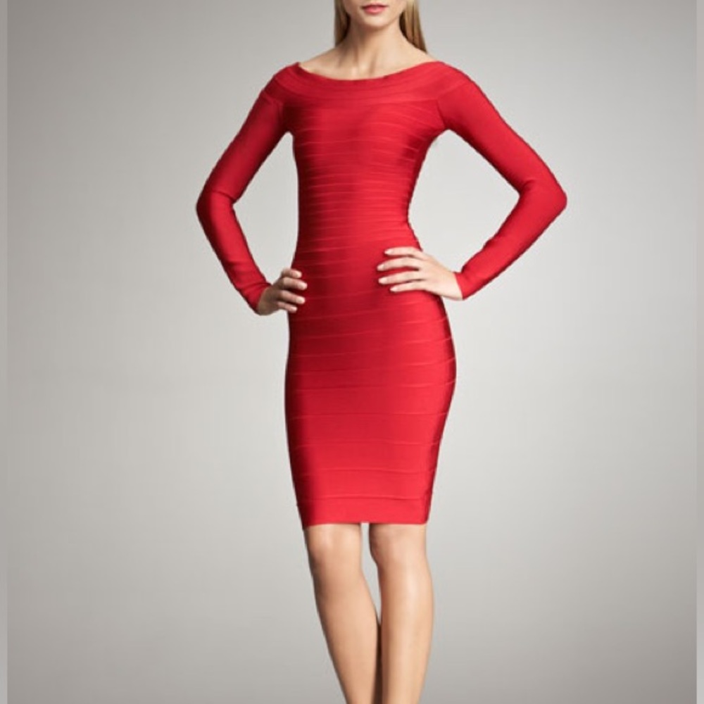 NEW - Herve Leger Candice, Long-Sleeve Icon  Dress